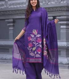 Violet woven jaquard kurti dupatta with pant