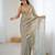 Grey tissue satin embroidered saree with unstitched blouse piece.