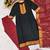 Black woven jaquard straight kurti dupatta with pant