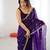Purple tissue satin embroidered saree with unstitched blouse piece.
