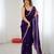 Purple tissue satin embroidered saree with unstitched blouse piece.