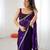 Purple tissue satin embroidered saree with unstitched blouse piece.