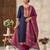 Blue woven jaquard straight kurti dupatta with pant