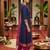 Blue woven jaquard straight kurti dupatta with pant