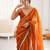 Mustard tissue satin sequins saree with unstitched blouse piece.
