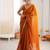 Mustard tissue satin sequins saree with unstitched blouse piece.