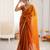 Mustard tissue satin sequins saree with unstitched blouse piece.