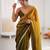 Olive tissue satin sequins saree with unstitched blouse piece.