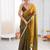 Olive tissue satin sequins saree with unstitched blouse piece.