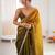 Olive tissue satin sequins saree with unstitched blouse piece.