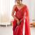 Red tissue satin sequins saree with unstitched blouse piece.