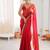 Red tissue satin sequins saree with unstitched blouse piece.