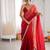 Red tissue satin sequins saree with unstitched blouse piece.