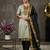 Cream woven jaquard straight kurti dupatta with pant