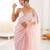 Pink chiffon embellished saree with unstitched blouse piece.