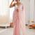 Pink chiffon embellished saree with unstitched blouse piece.
