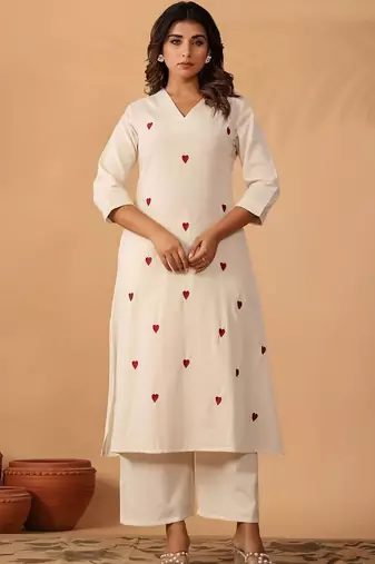 Women Ethnic Motifs Embroidered Regular Thread Work Kurta with Palazzos