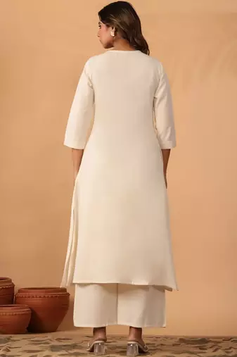 Women Ethnic Motifs Embroidered Regular Thread Work Kurta with Palazzos