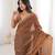 Brown chiffon embroidered saree with unstitched blouse piece.