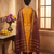 Gold woven jaquard straight kurti dupatta with pant