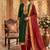 Green woven jaquard straight kurti dupatta with pant