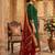 Green woven jaquard straight kurti dupatta with pant