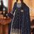 Navy blue embroidered faux georgette salwar kameez