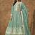 Aqua blue embroidered dola silk gown