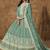Aqua blue embroidered dola silk gown