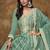 Aqua blue embroidered dola silk gown