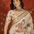 Cream linen gota patti saree with unstitched blouse piece.