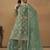 Sea green net fabric embroidered salwar kameez