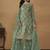 Sea green net fabric embroidered salwar kameez