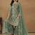 Sea green net fabric embroidered salwar kameez
