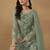 Sea green net fabric embroidered salwar kameez
