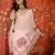 Baby pink linen embellished saree with unstitched blouse piece.