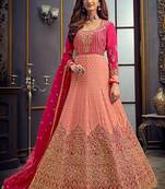 Light pink & pink embroidered jacquard salwar kameez