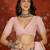 Baby pink linen embellished saree with unstitched blouse piece.