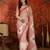 Pink linen sequins saree with unstitched blouse piece.