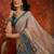 Beige linen gota patti saree with unstitched blouse piece.
