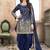 Navy blue embroidered taffeta salwar with dupatta