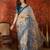 Beige linen gota patti saree with unstitched blouse piece.