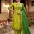 Lemon yellow woven jaquard straight kurti dupatta with pant