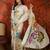 Off white organza printed saree with unstitched blouse piece.