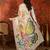 Off white organza printed saree with unstitched blouse piece.
