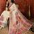 cream pashmina silk blend woven saree with unstitched blouse piece.