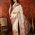 cream pashmina silk blend woven saree with unstitched blouse piece.