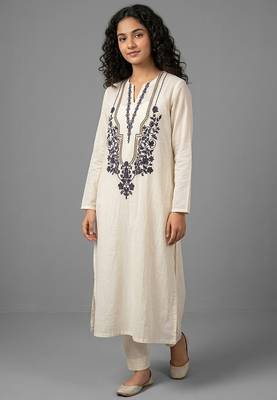 Blue geometric embroidered kurti co-ord set 1