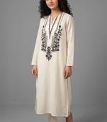 Blue geometric embroidered kurti co-ord set
