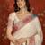 cream pashmina silk blend woven saree with unstitched blouse piece.